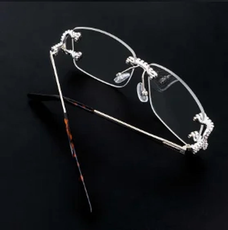 Trendy 5A Zircon Copper Sunglasses Women Men Plated 18K Gold Bling Eyeglasses No Lens Glasses Ins 2022 Jewelry