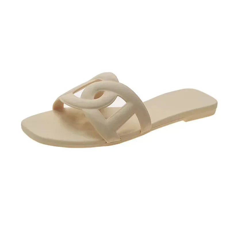 Summer Hot Sale Trendy Fashion Style Jelly Colour Simple Outdoor Indoor Slides for Women Slipper Beach Footwear Cool Sexy