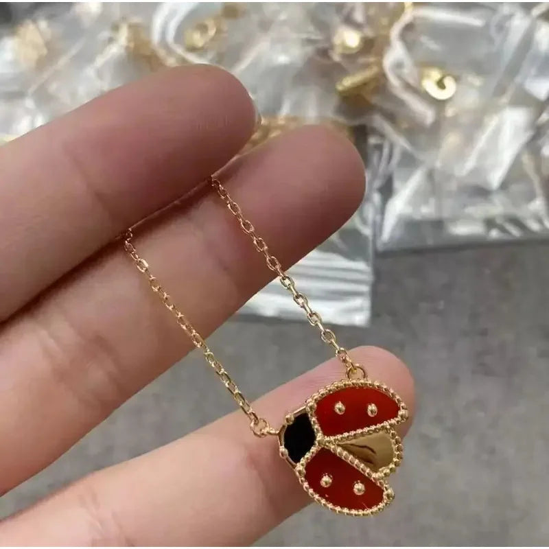 The 2025 New Ladybug Necklace for Plum Blossom Women Exudes a Sense of Fashion, Light Luxury and High-End, with an Ins Personali