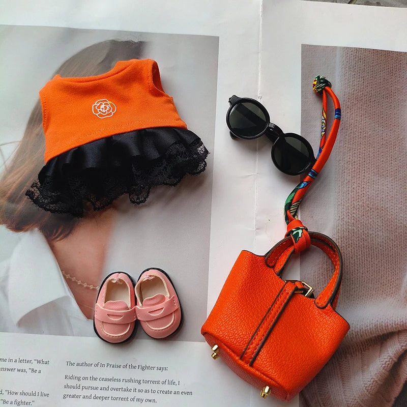For/Cloth Latest Jennie Labubu Dress Labubu Top Hat Gorgeous Pearl Necklace Customized Leather Shoes Labubu Bag