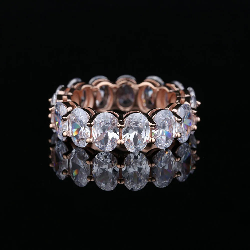 Charms 100% 925 Sterling Silver Simulated Moissanite Lab Diamond Eternity Rings for Women Wedding Engagement Bands Fine Jewelry