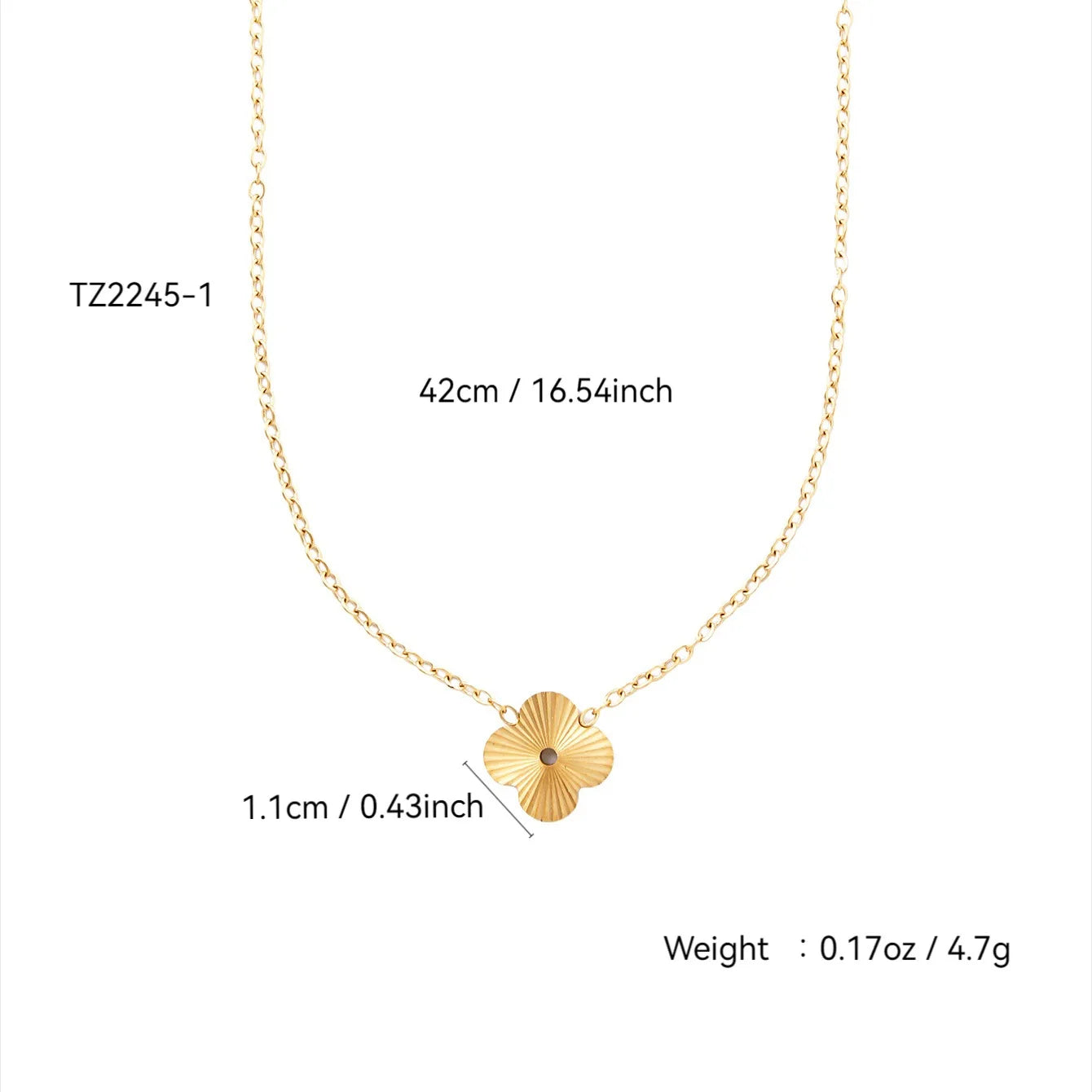 Elegant Light Luxury Charm Retro Old Money Style Stainless Steel 18K Gold Plated Four-Leaf Clover, Flowers Jewelry Set for Women