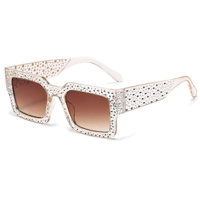 Luxury Square Sunglasses Women Men Fashion Diamond Rectangle Brand Designer Glitter Sun Glasses UV400 Shades Eyeglasses