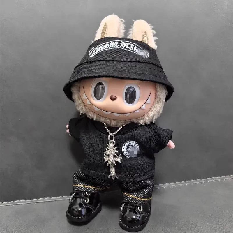 Only Clothes for Labubu Fashion Motorcycle Jacket Leather Jacket Hat Set Labubu Clothing Outfits Accessories without Dolls Gift