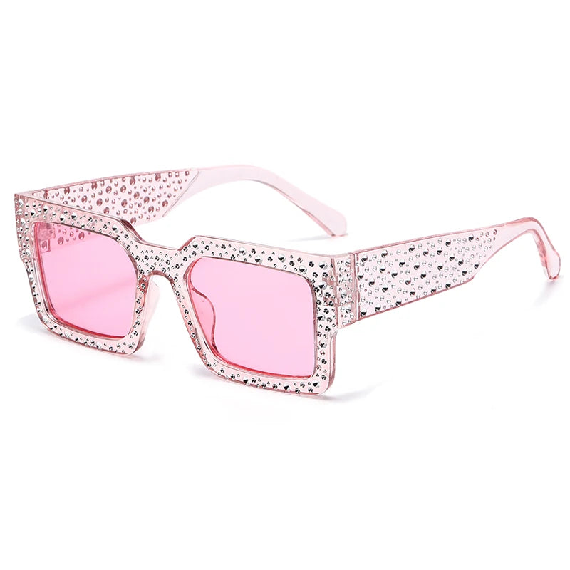 Luxury Square Sunglasses Women Men Fashion Diamond Rectangle Brand Designer Glitter Sun Glasses UV400 Shades Eyeglasses