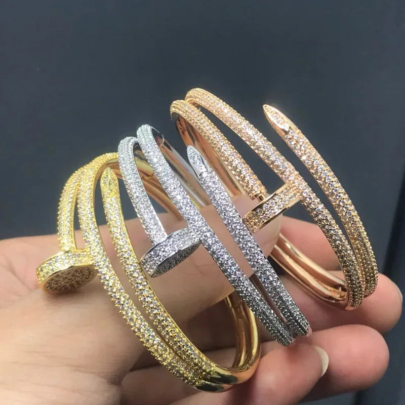 2025 Ka Ka High Version of the New Three-Circle Full Diamond Nail Bracelet Female High Fashion Everything with Light Luxury Brac