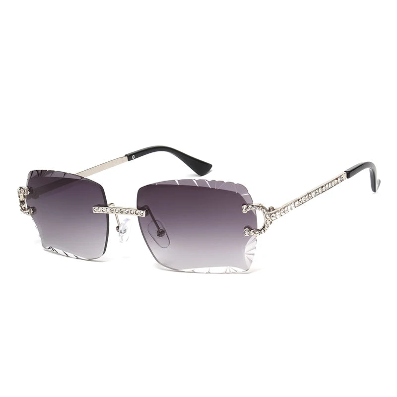 Fashion Rimless Diamond Sunglasses Brand Design Women Small Square Metal Sun Glasses Luxury Shades UV400 Eyewear Gafas De Sol