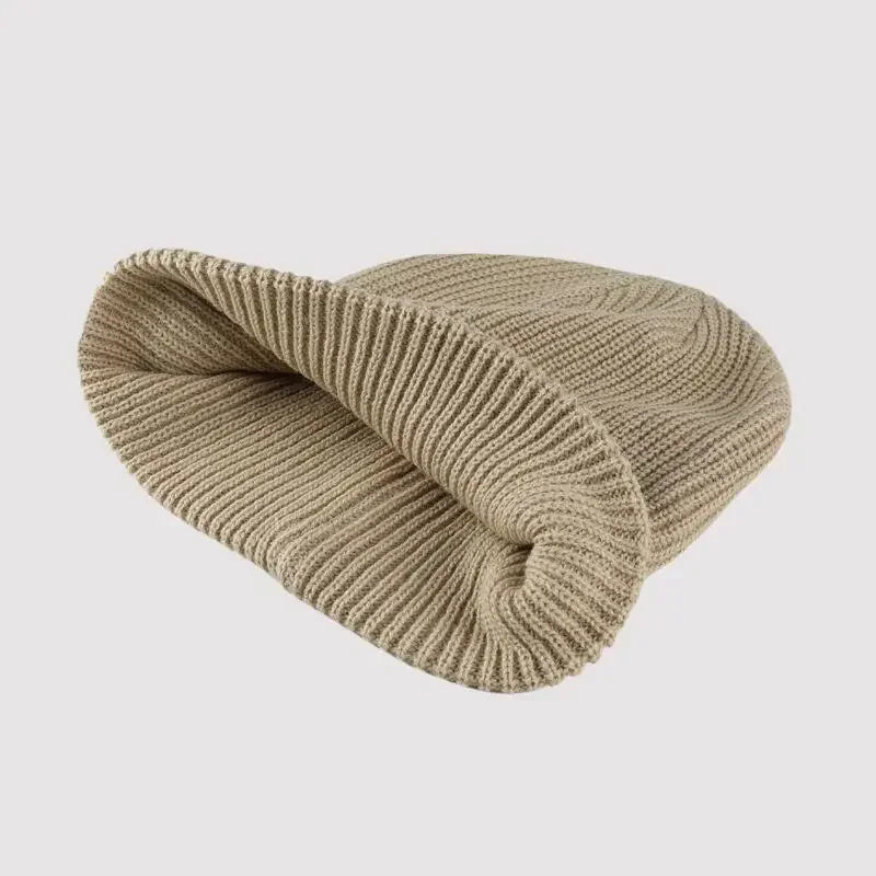American Retro Letter Knitted Beanie Hat Women'S Autumn Winter Warm Overhead Scarf Small Face Effect Yarn Wrapped Cold Hat