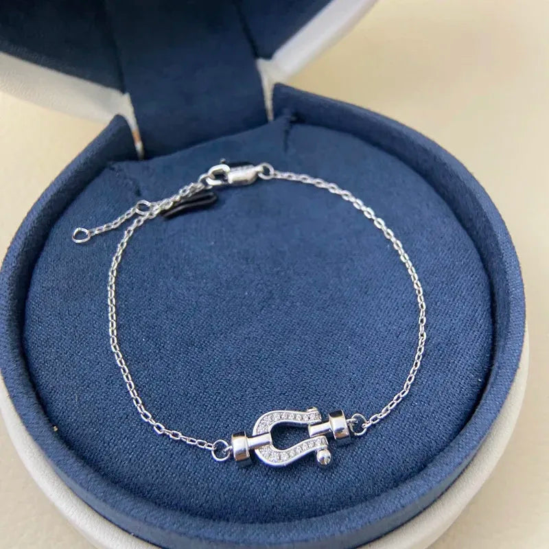2025 New Half Full Drill Mini Horseshoe Bracelet Simple Light Luxury Niche Bracelet for Women Fashion High Quality Jewelry Gifts