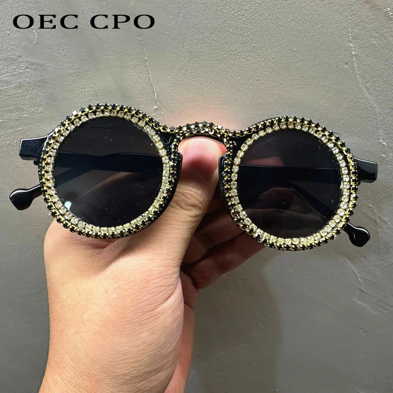 Ladies Shining Diamond round Sunglasses Women Fashion Multicolor Luxury Rhinestone Eyewear Female UV400 Gafas De Sol