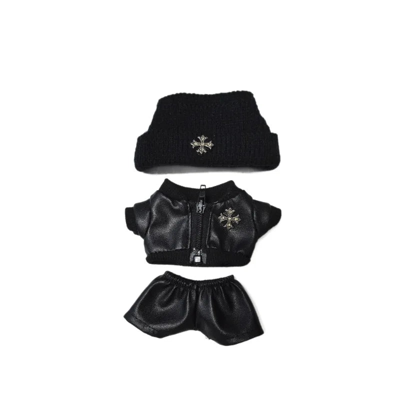 Only Clothes for Labubu Fashion Motorcycle Jacket Leather Jacket Hat Set Labubu Clothing Outfits Accessories without Dolls Gift
