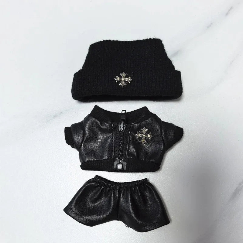 Only Clothes for Labubu Fashion Motorcycle Jacket Leather Jacket Hat Set Labubu Clothing Outfits Accessories without Dolls Gift