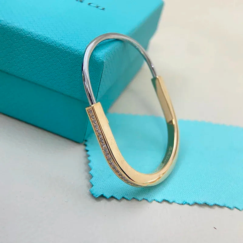 2025 New Semi-Diamond U Lock Bracelet Unique Simple Light Luxury Niche Bracelet for Women'S Exquisite High-Quality Jewelry Gifts