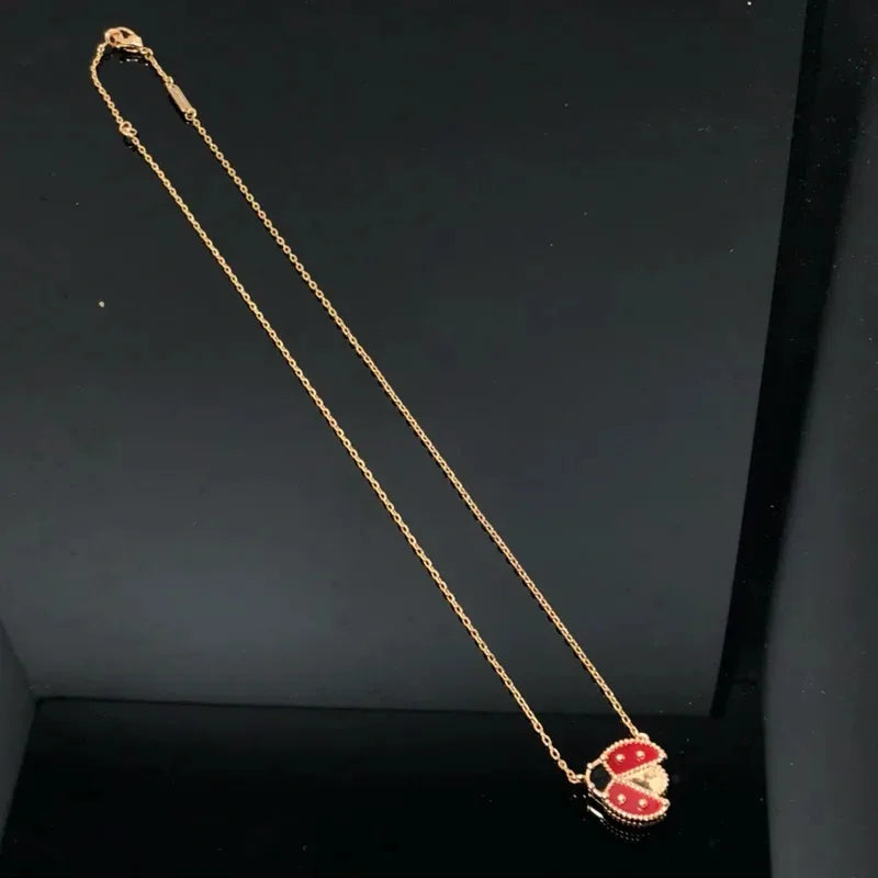 The 2025 New Ladybug Necklace for Plum Blossom Women Exudes a Sense of Fashion, Light Luxury and High-End, with an Ins Personali