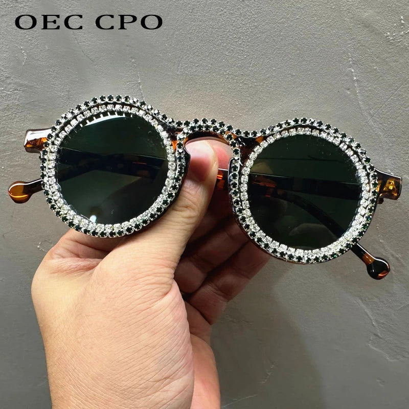 Ladies Shining Diamond round Sunglasses Women Fashion Multicolor Luxury Rhinestone Eyewear Female UV400 Gafas De Sol