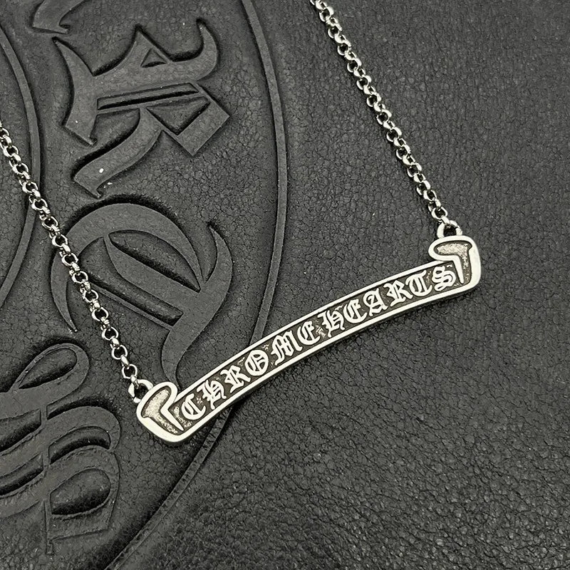 KK Jewelry Wholesale Trendy Retro Old Scroll Necklace Men and Women 22K Gold Pendant Classic Collarbone Chain
