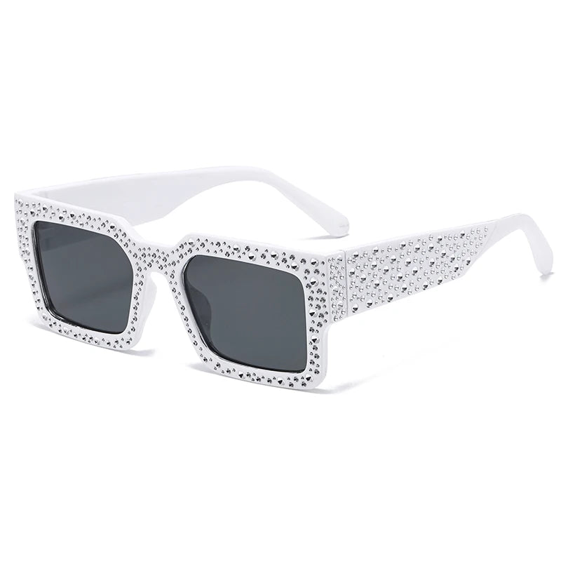 Luxury Square Sunglasses Women Men Fashion Diamond Rectangle Brand Designer Glitter Sun Glasses UV400 Shades Eyeglasses