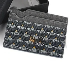 New Fish Scale Pattern Printed Wallet, Genuine Leather Card Holder, Canvas Coin Purse, Small Bag for Men and Women