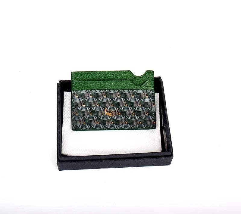 New Fish Scale Pattern Printed Wallet, Genuine Leather Card Holder, Canvas Coin Purse, Small Bag for Men and Women