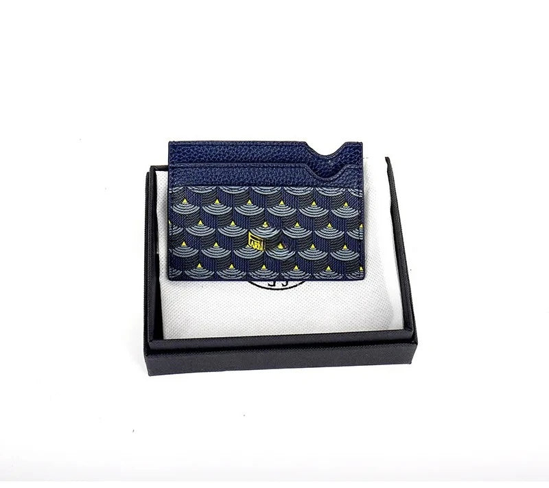New Fish Scale Pattern Printed Wallet, Genuine Leather Card Holder, Canvas Coin Purse, Small Bag for Men and Women