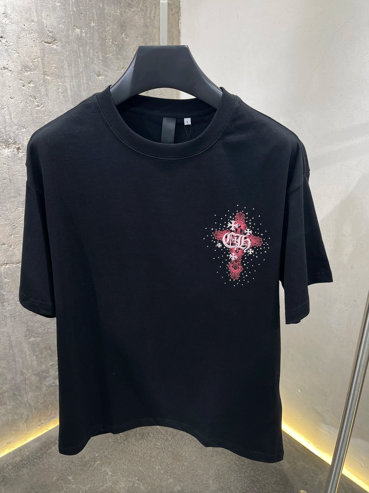 2025 New Design Trendy Brand Sanskrit Cross Printing Short-Sleeved Men'S and Women'S Casual Loose T-Shirt Street Trend Top