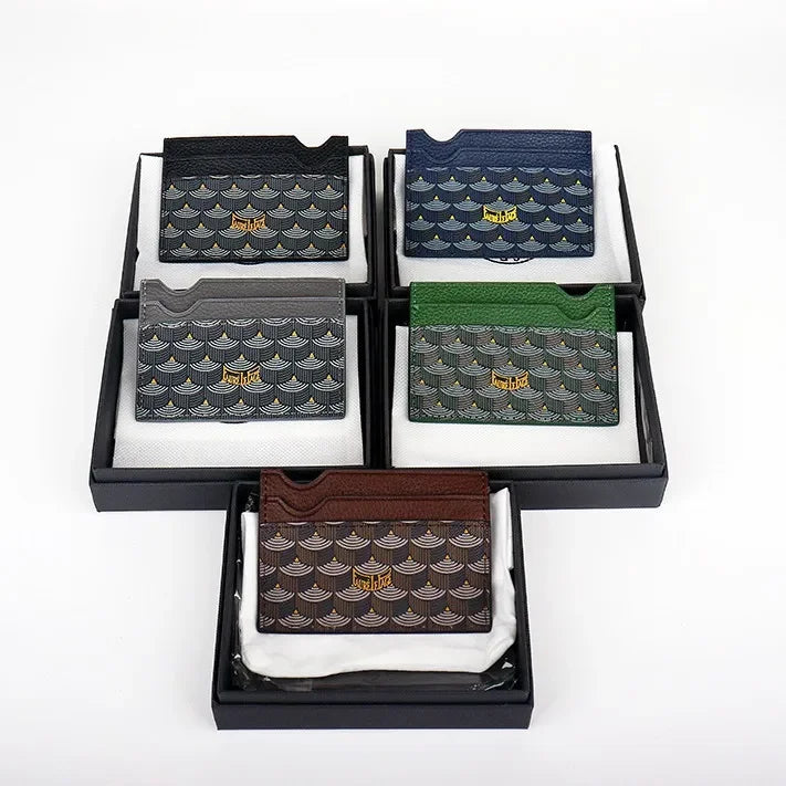New Fish Scale Pattern Printed Wallet, Genuine Leather Card Holder, Canvas Coin Purse, Small Bag for Men and Women