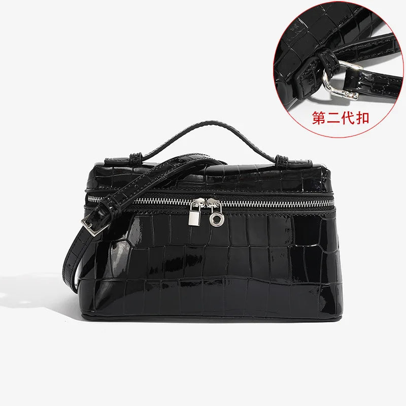 LP19 Lunch Box Bag, PU Leather Mini Fashionable Women'S Bag, 2025 New Portable Box Bag, Single Shoulder Crossbody Small Bag