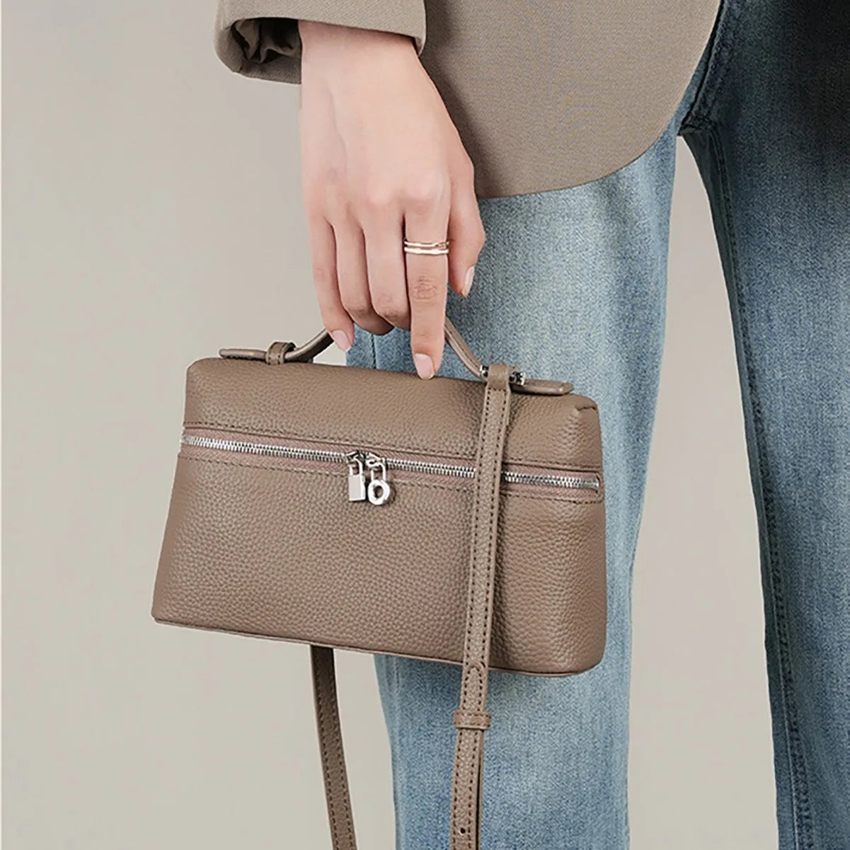 LP19 Lunch Box Bag, PU Leather Mini Fashionable Women'S Bag, 2025 New Portable Box Bag, Single Shoulder Crossbody Small Bag