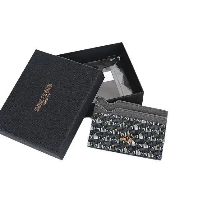New Fish Scale Pattern Printed Wallet, Genuine Leather Card Holder, Canvas Coin Purse, Small Bag for Men and Women