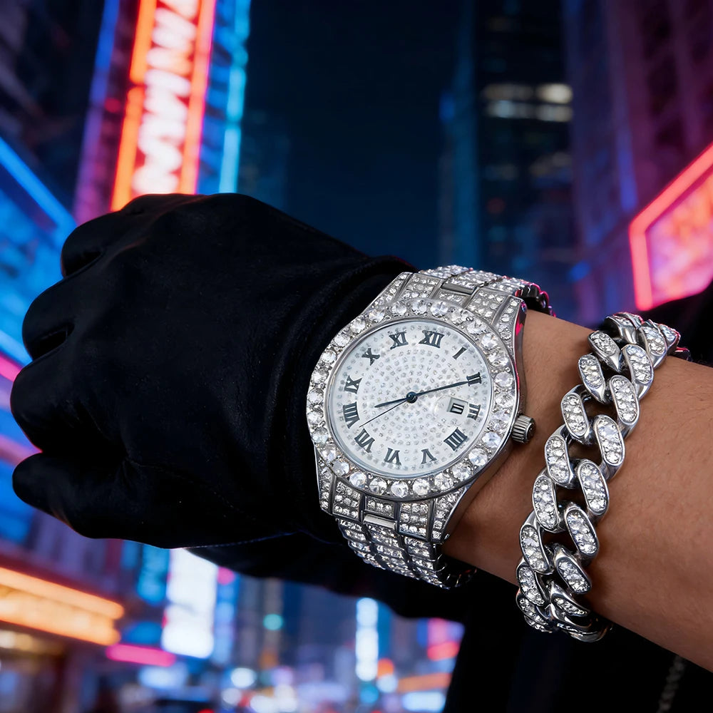 Luxurious hip-hop style watch-bracelet diamond for men and women 💎