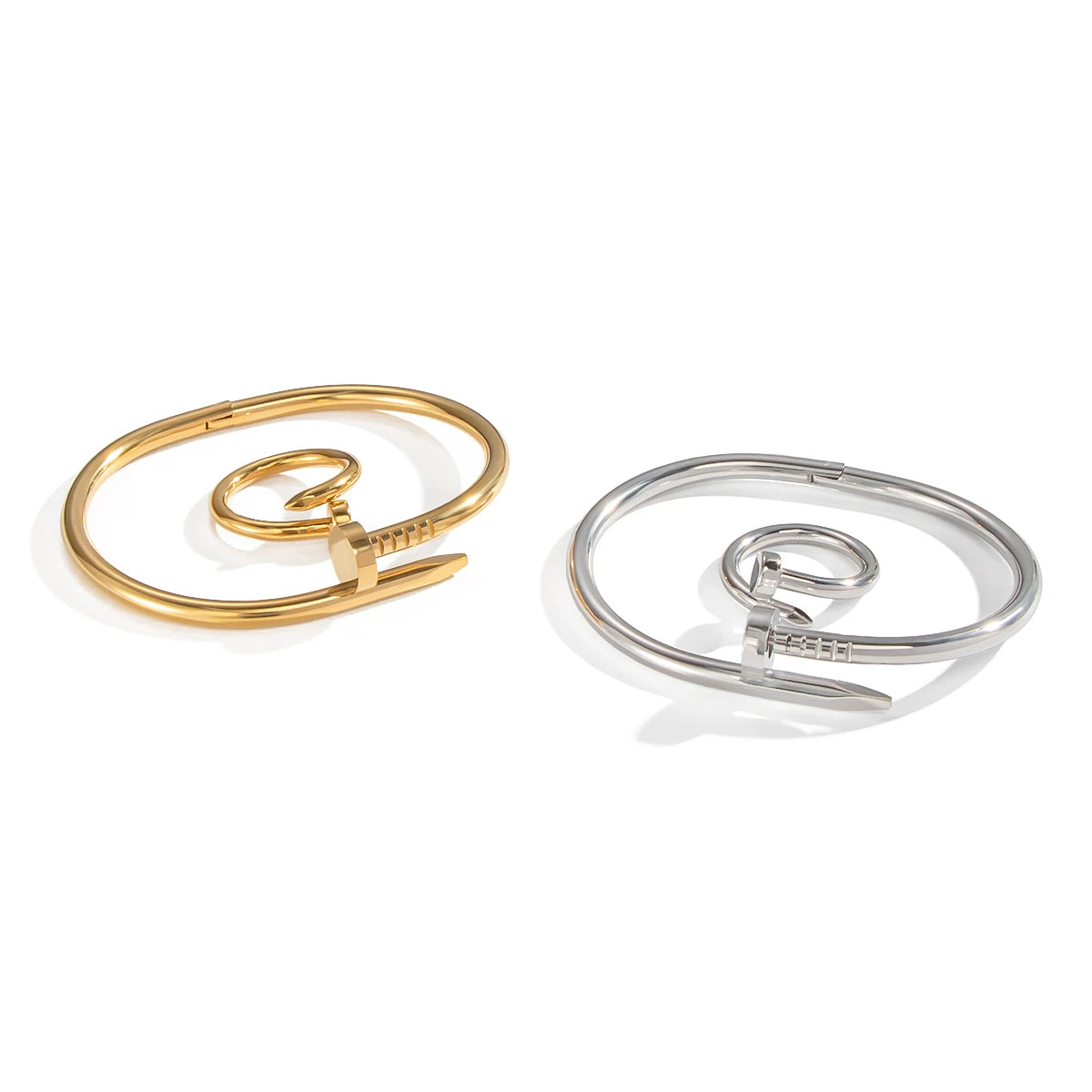 Vintage Minimalism Stainless Steel Nail Bangle for Women 18K Gold Plated Waterproof Charm Jewlry Wholesale