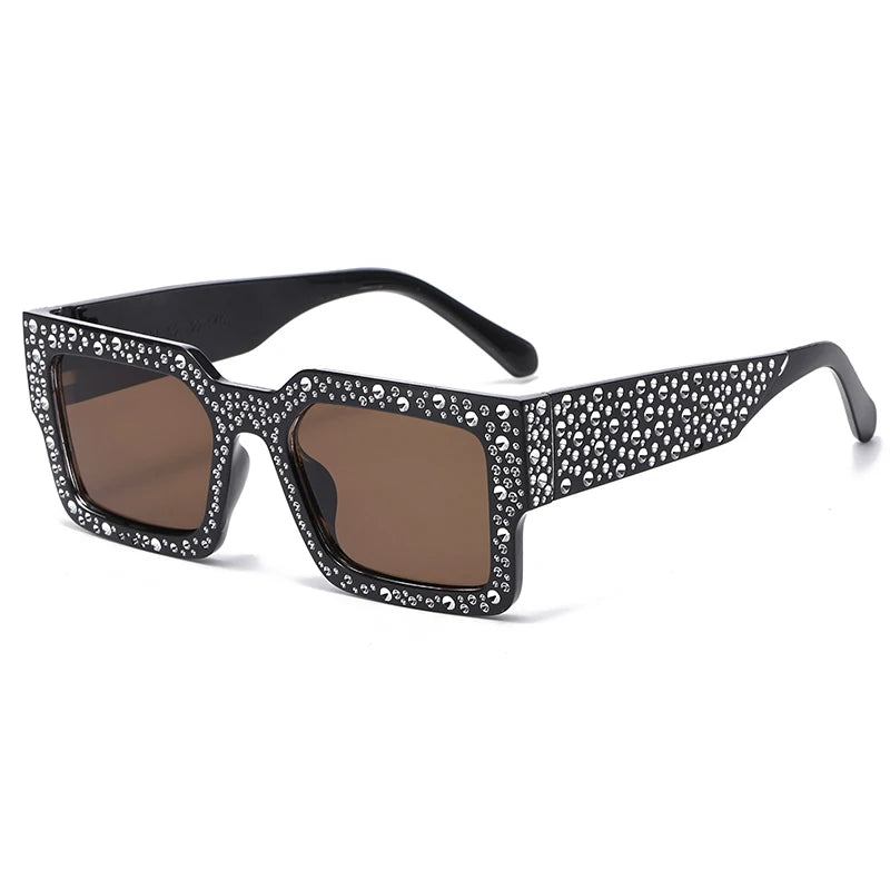 Luxury Square Sunglasses Women Men Fashion Diamond Rectangle Brand Designer Glitter Sun Glasses UV400 Shades Eyeglasses