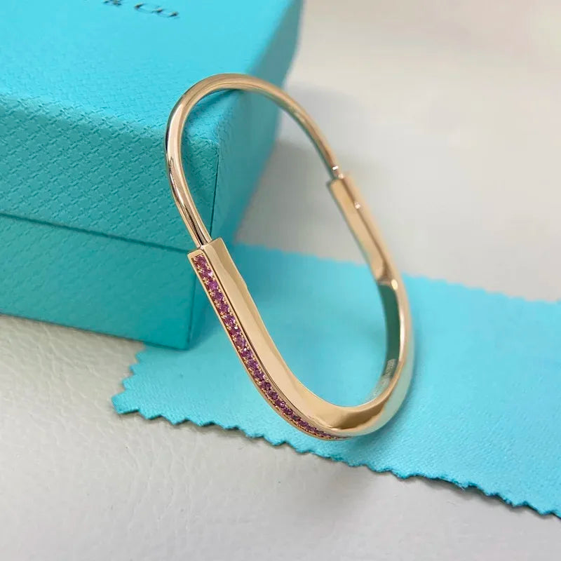2025 New Semi-Diamond U Lock Bracelet Unique Simple Light Luxury Niche Bracelet for Women'S Exquisite High-Quality Jewelry Gifts