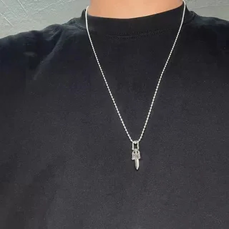 KK Jewelry Wholesale Trendy Double-Sided Sword Pendant Necklace Thai Silver Retro Cross-Border Sweater Chain Premium Sense