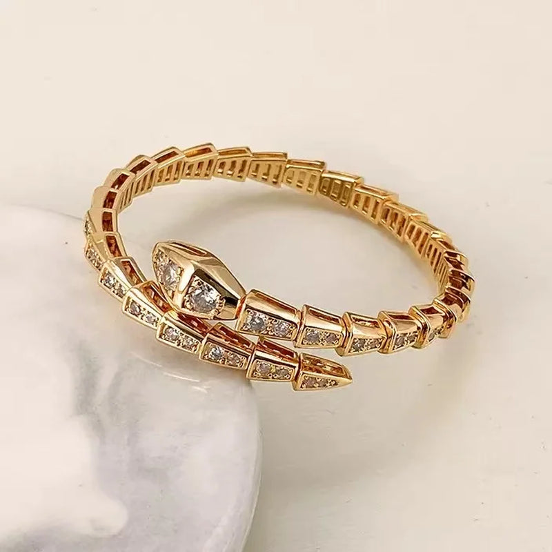 2025 S925 Sterling Silver Lovers Drilling Surface Fine Snake Bracelet Jewelry Fashion Delicate Simple Couple Gathering Gift
