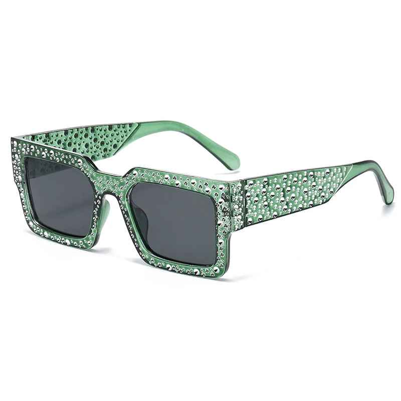 Luxury Square Sunglasses Women Men Fashion Diamond Rectangle Brand Designer Glitter Sun Glasses UV400 Shades Eyeglasses
