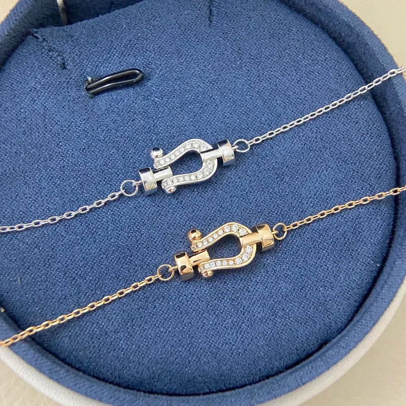 2025 New Half Full Drill Mini Horseshoe Bracelet Simple Light Luxury Niche Bracelet for Women Fashion High Quality Jewelry Gifts