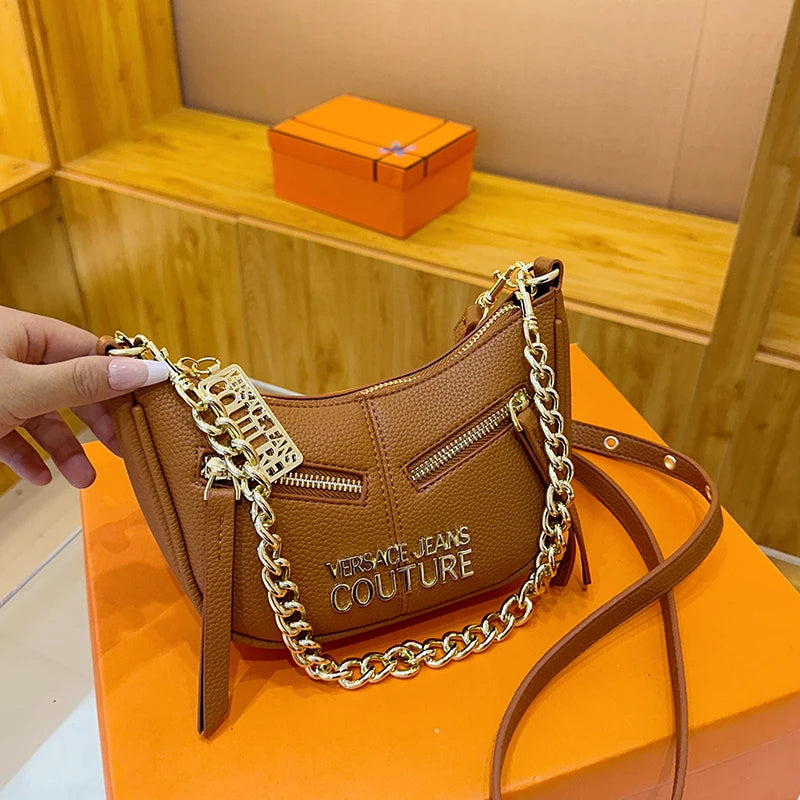 Popular Leather Shoulder Bag Designed for Ladies, Featuring Classic Elegant Style and Famous Designer Inspiration, Very Chic