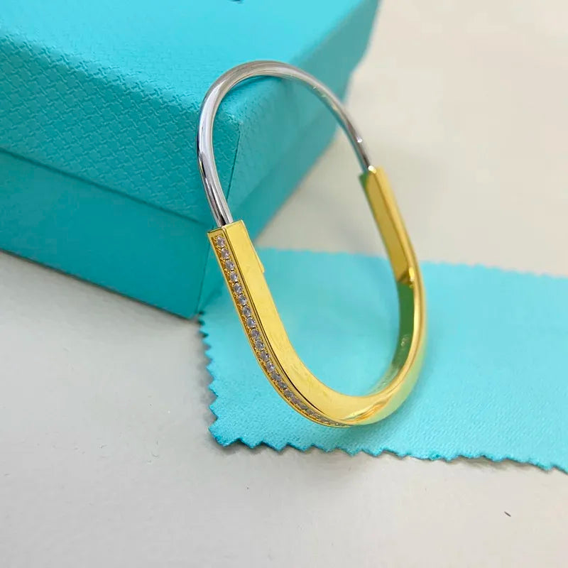 2025 New Semi-Diamond U Lock Bracelet Unique Simple Light Luxury Niche Bracelet for Women'S Exquisite High-Quality Jewelry Gifts