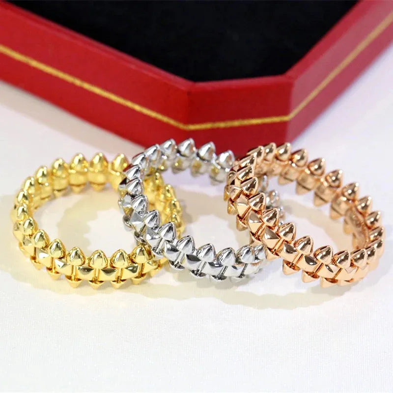 Hot Selling Classic 925 Sterling Silver Rivet Ring for Women'S Punk Personality Fashion Luxury Jewelry Party Gift