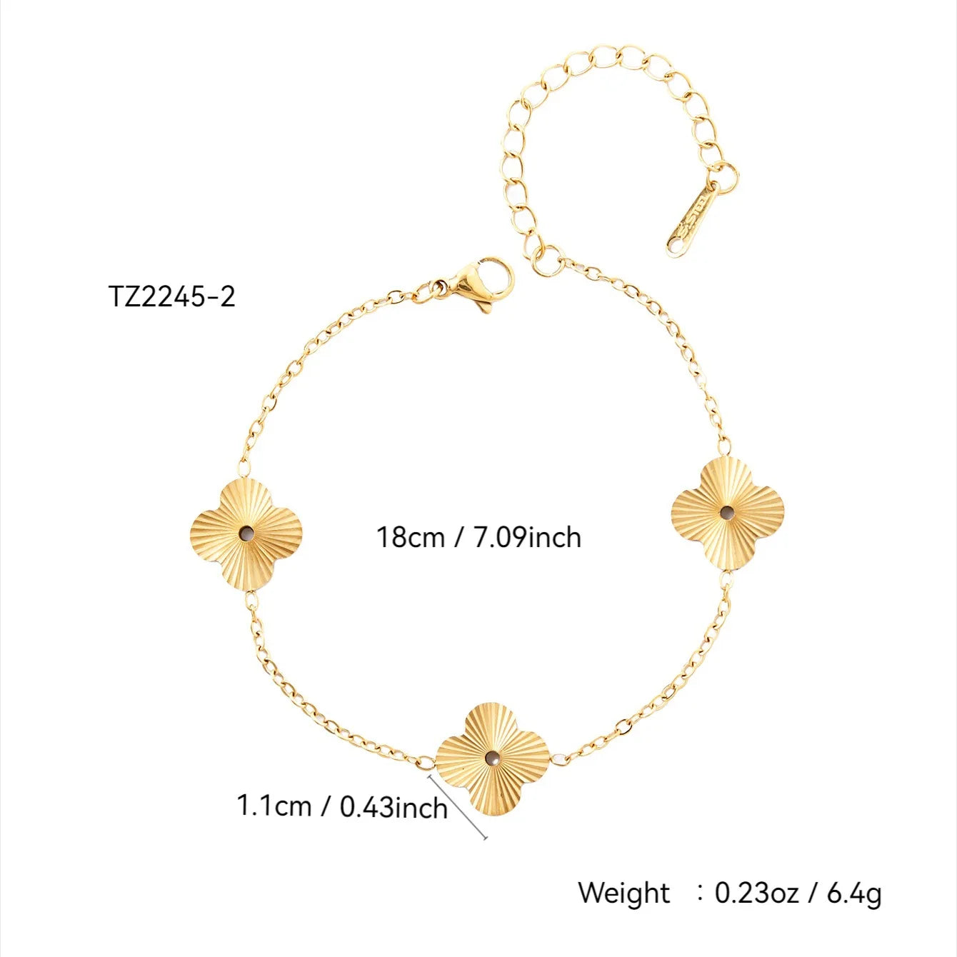 Elegant Light Luxury Charm Retro Old Money Style Stainless Steel 18K Gold Plated Four-Leaf Clover, Flowers Jewelry Set for Women