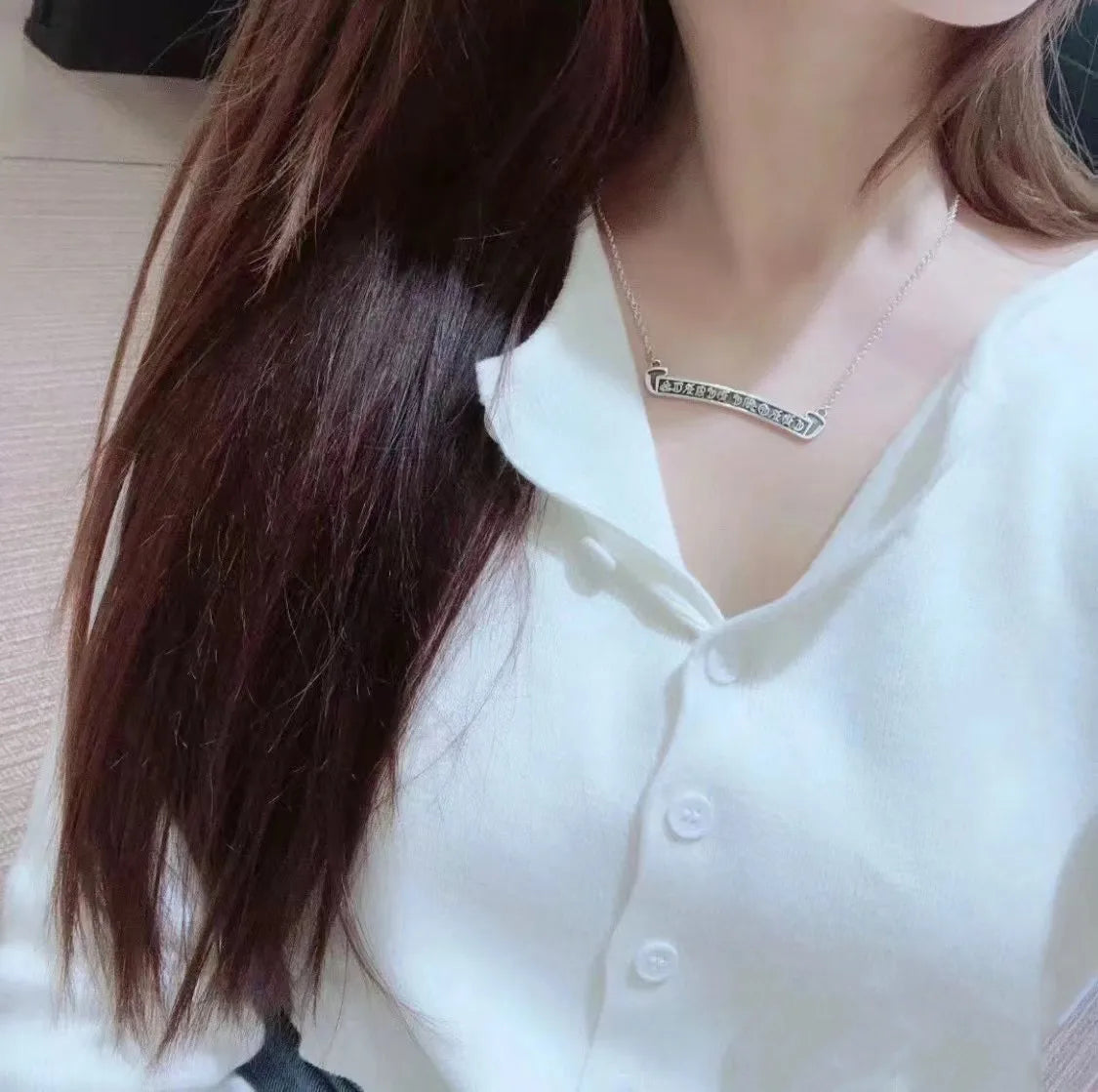 KK Jewelry Wholesale Trendy Retro Old Scroll Necklace Men and Women 22K Gold Pendant Classic Collarbone Chain