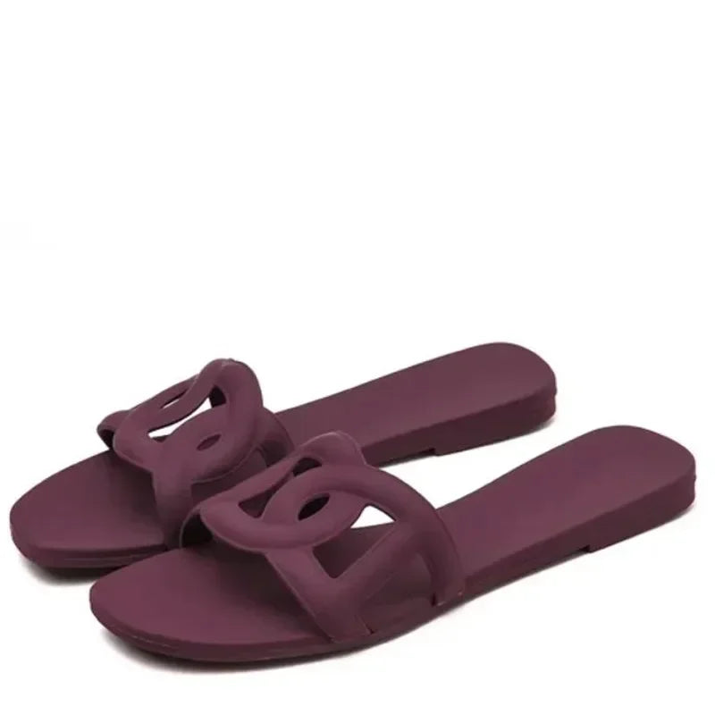 Summer Hot Sale Trendy Fashion Style Jelly Colour Simple Outdoor Indoor Slides for Women Slipper Beach Footwear Cool Sexy