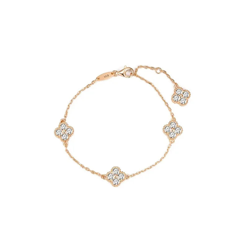 2.4Cttw D Color Moissanite Clover Bracelet 925 Sterling Silver Fine Jewelry White Gold Plated Charm Bracelets Bangle Wholesale