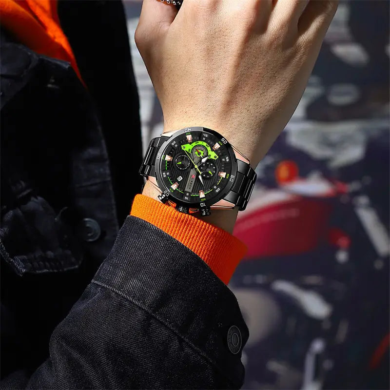 Mens Six-Hand Steel-Strap Motorcycle Watch ✨