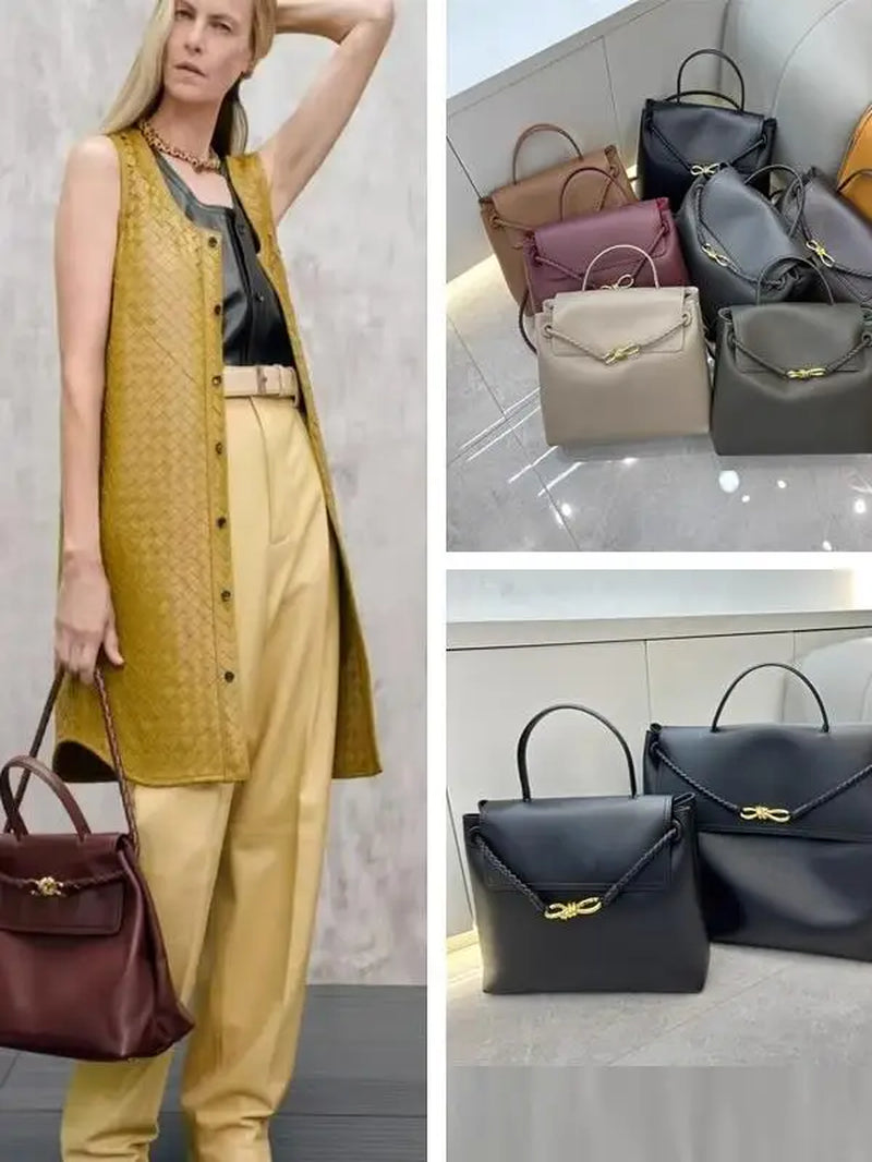 2025 New Handwoven Genuine Leather Flat Weave Handbag Large Capaci Single Oulder Slant Cross Tote Bag for Women
