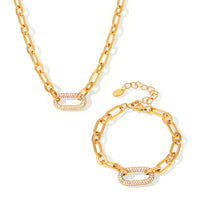 Titanium Steel Jewelry Stainless Steel Micro-pave Zircon Clavicle Necklace And Bracelet ✨