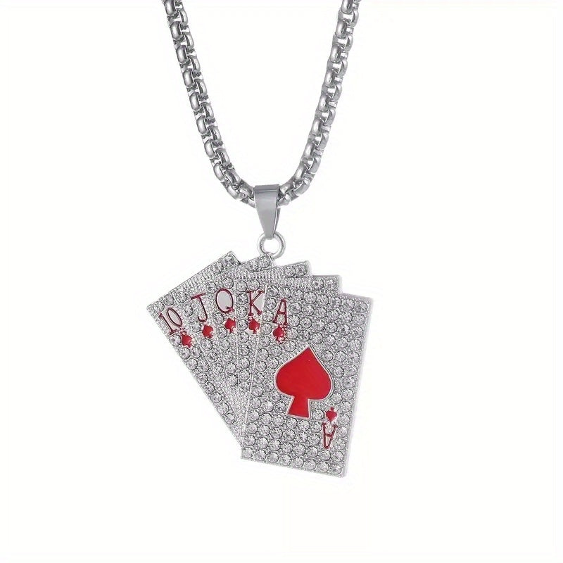 Hip Hop Style Poker Card Pendant Necklace  Stainless Steel✨