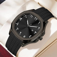 Classic Silicone Strap Square Business Men'S Watch Stainless Steel Case ⏱️