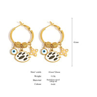 18k Gold Color Plated Earrings Stainless Steel Dripping Triangle Heart Devil Eye Personality Exaggeration Women Jewelry
